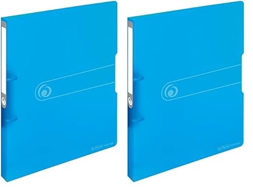 Herlitz 11205721 Ringbuch A4 (PP, 2-Ring-Kombi-Mechanik, 2,7 cm Rücken, 16 mm Füllhöhe) transparent blau (Packung mit 2)