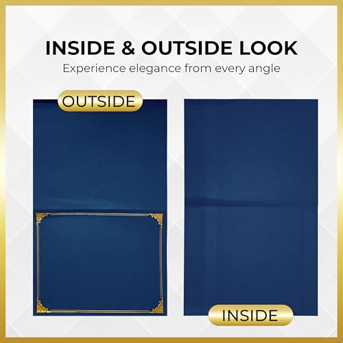 160 Pcs Certificate Holders Bulk, Navy Blue Diploma Covers Gold Foil Border, Document Covers for Letter Size 8.5x11 Award Certificates, Cardstock, Document Papers, Graduation