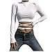 Produktbild Damen-T-Shirt aus reiner Baumwolle, sexy, lange Ärmel Gr. Small, weiß