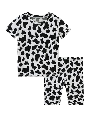 Boys Girls Pajamas Set Toddler Snug Fit Pjs Little Kids Sleepwear Unisex Short Sleeve Tops Shorts PJ 2T-7Y
