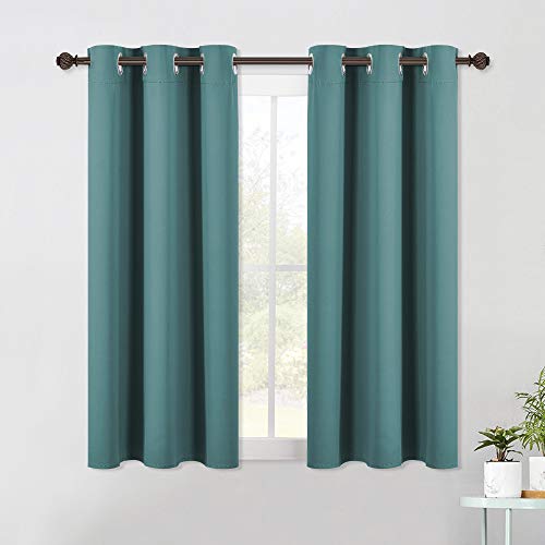 NICETOWN Living Room Window Curtain Panels, Thermal Insulated Solid Grommet Blackout Draperies/Drapes (Sea Teal, 1 Pair, 42 by 54-Inch) Sea Teal 42"W