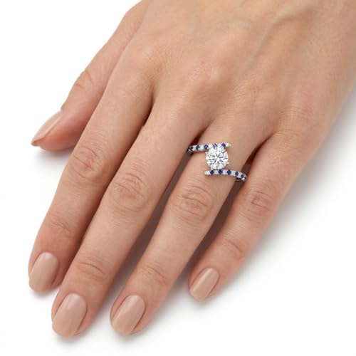Image of Choose Your Gemstone Bypass Modern Round Diamond CZ Ring 925 Sterling Silver Round Shape Side Stone Engagement Rings Lightweight Office Wear Everyday Gift Jewelry US Size 4 to 12