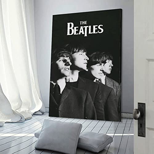 JMUNG Poster décoratif sur toile The Beatles – Noir et blanc – 50 x 75 cm - Les Beatles, Paul McCartney, John Lennon, RIngo Starr, George Harrison JMUNG Poster décoratif sur toile The Beatles - Noir et blanc - 50 x 75 cm – Image 4