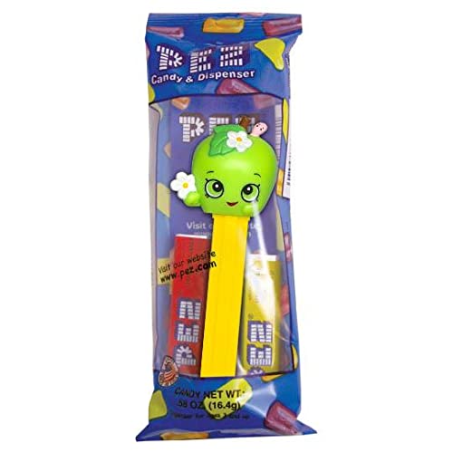 Miniatura 2 de PezCandy Pez Apple Blossom Shopkins - Dispensador de pez en bolsa de violonchelo con 2 rollos de caramelo + paquete de 6 rollos de repuestos de