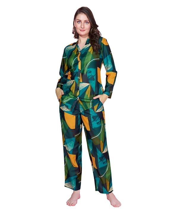 Image of STORIES OF BANNO'S SWAGGER Premium Poly Muslin Floral Co-Ord Set for Women | Soft Pajama Set | Elegant Printed Nightwear Lounge Outfit | Trendy Casual Wear Co-Ord Set