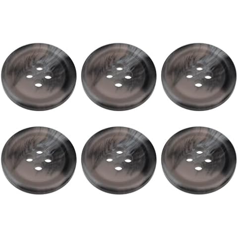 Pack of 6 Grey 18mm Round Faux Horn Buttons Cover