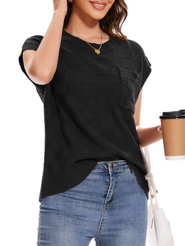 Image of Dimur Womens Sweaters Sleeveless Summer Tank Tops Casual Knit Sweater Vest Crewneck Loose Fit Pullover 2025