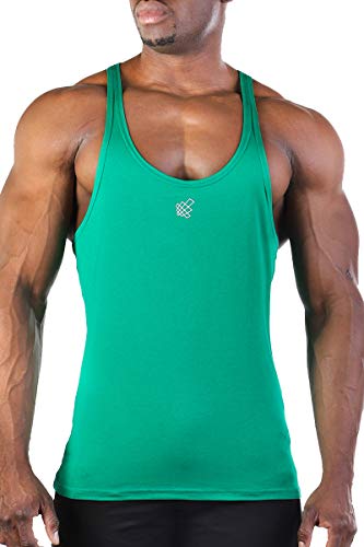Jed North - Camiseta de tirantes para gimnasio con espalda cruzada, Hombre, UKTank007-Green-XL, verde, extra-large
