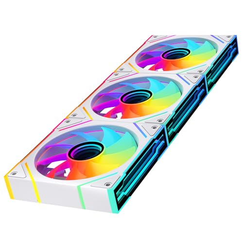 Image of prism4 EX 120mm PC Reverse Blade ARGB Case Fan,Infinity Mirror RGB Light Effect 5V 3PIN Motherboard Light Sync 800~1850RPM PWM PC Fans (White Forward-5Pack)