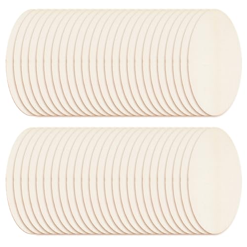 DELORIGIN 50pcs Oval Wooden Cutout Wooden Discs, 1.2x2.4inch Unfinished Beech Wooden Boards for Crafts, Blank Wooden Signs for Artist Painting Door Hanger Sign Wedding Christmas Decor