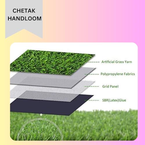 Image of Artificial Grass for Floor 25 Mm High Density Artificial Grass Carpet Mat for Balcony, Lawn, Door, (1, Green, 1.5x1 Foot)