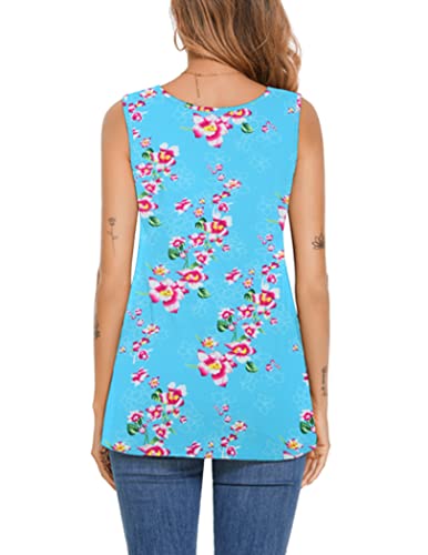 Zeagoo Womens Tunic Tank Tops Floral Sleeveless Tops Scoop Neck Summer Blouse Loose Casual Work Shirt #TOP1
