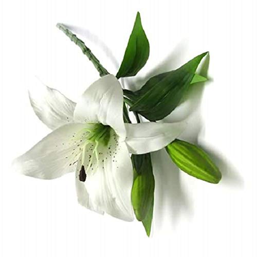 Kit Flor artificial 8 hastes de Lírios para decoração Cor:Branco