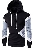 LQHHYLYX Mens Hoodie Multicolor Panel Sweatshirt Fleece Long Sleeve Sports Tops (X-Large, Black)
