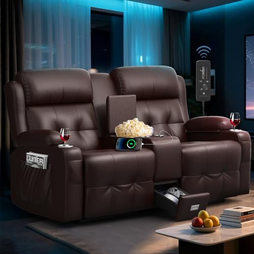Loveseat Recliner Sofa with Massage LED USB Cup Holders