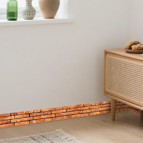 Image of Nuxovilar Vintage Brick Peel Stick Wall Border PVC 3.94x16.4' | Wall Trim, Molding Decal, Peel Stick Border, Adhesive Frame, for Bedroom, Kitchen, Living Room (Vintage Brick)