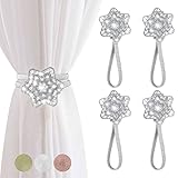 FACIACC 4-Pack Magnetic Curtain Tiebacks, Curtain Holder Decorative Drapery Curtain Buckle with Stro