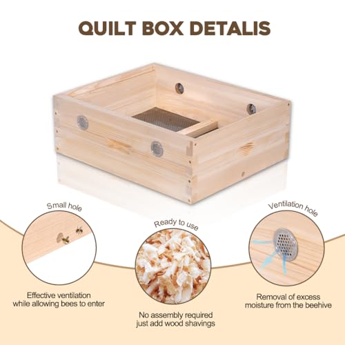 Beeinn 10 Frame Bee Hive Quilt Box Assembled Beehive Quilt Box For Winter thumb #1