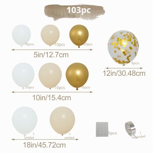 Miniatura 2 de Kit De Arco De Globos Oro Blanco, 103pcs Guirnalda De Globos Dorados Y Blancos Nude, Globos De Cumpleaños, Baby Shower, Decoración Cumpleaños Fiesta, Boda Bohemia, Bautizo, Graduación, Fin De Año