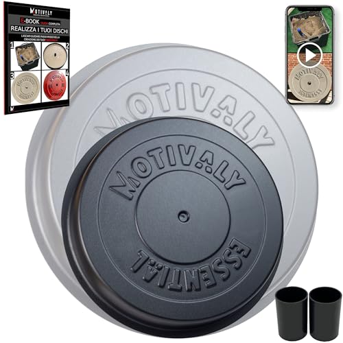 Motivaly Stampo Dischi Palestra per Calcestruzzo | Realizza Pesi per Allenamento da 5kg a 15kg in Cemento [E-Book e Video Tutorial Gratis] - 1 Stampo da Ø32cm + 2 Fori Bilanciere Olimpionico (+51mm)