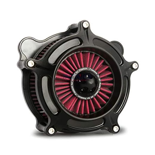 Happy-Motor Black Ops Spike Turbine Air Cleaner Intake Fit For Harley Street Glide Touring 2000-2007, Softail Dyna 1993-2015 Red Filter
