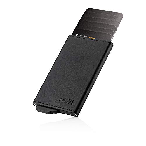 Saetti Pasjeshouder Luxe Slim Dunne Kleine Kaarthouder – RFID en NFC Bescherming Creditcardhouder met Cadeau Verpakking – Echt Leer – Zwart - Image 3
