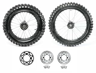 RedCap 70/100-17 + 90/100-14 Wheel Tire Rim and Inner tube with 15mm Bearing Assembly for 110cc 125cc 150cc Dirt Pit Bike Apollo DB27 RFZ XR TaoTao SSR Includes Brake Rotor 428 Sprocket