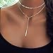 Jovono Boho Multilayer Sequins Choker Necklaces Bar Pendant Necklace Chains for Women and Girls(Silver)