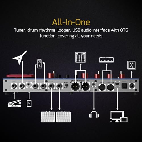 VALETON Multi Effects Processor Pedal with Expression Pedal FX Loop MIDI I/O Amp Modeling IR Cabinets Simulation Stereo OTG USB Audio Interface GP-200X (Include 10 Pcs Additional Footswitch Toppers) - Thumbnail 6
