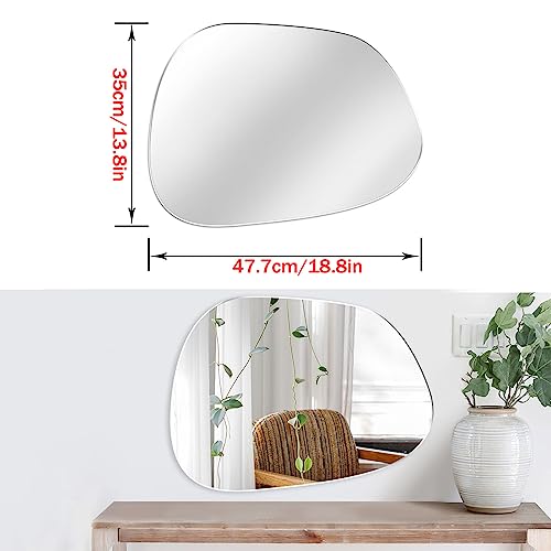 Self Adhesive Mirror Irregular Mirror HD Glass Stick On Wall Mirrors for Makeup Bathroom Mirror Decorative Mirrors for Door Hallway Living Room Bedroom