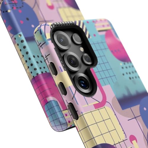 Coque Samsung S25 Ultra motif géométrique abstrait bleu rigide mate