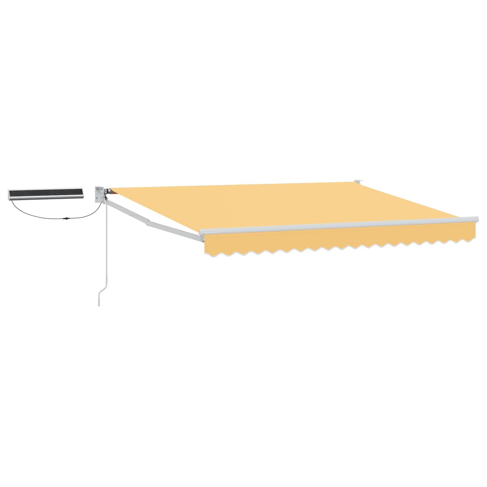 Toldo articulado con panel solar, mando a distancia, arena, 165 cm, manivela
