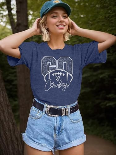 Football Shirts for Women Vintage Go Cowboy Graphic Sunday Funday Tshirt Casual Game Day Short Sleeve Tee Tops4