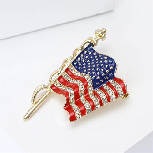 Image of coadipress American Flag Brooches for Women Men Rhinestone Crystal 4th of July American Patriotic Flag Brooches Pins Sparkle Veterans Independence Day Accessory Gifts