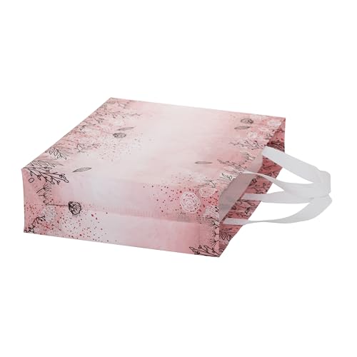 Image of Lavya Medium Size Pack of 10 Pcs Rose Floral Printed Non-Woven Laminated Fabric Reusable Eco-Friendly Party Return Gift Bags (Floral Pink Bloom, M-15x12.5x4)