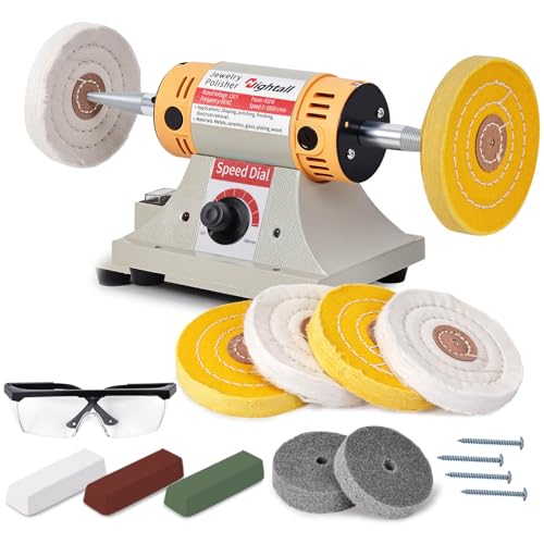 Jewelry Polisher Versatile Polishers & Buffers for Bench Grinder - Ideal for Jewelry Polishing and Finishing Jobs With 6 Cloth Wheels 2 Abrasive Fiber Wheels Safety Glass 3 Polish Compound