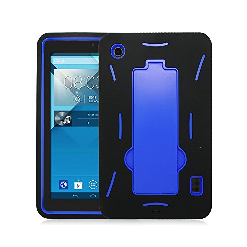 Alcatel OneTouch POP 7 Case (DOES NOT fit LTE version), Dual Layer 3-in-1 Kickstand Case For Alcatel OneTouch POP 7 (T-Mobile/MetroPCS), Black Skin & Blue Hard Shell (Aimo Wireless)