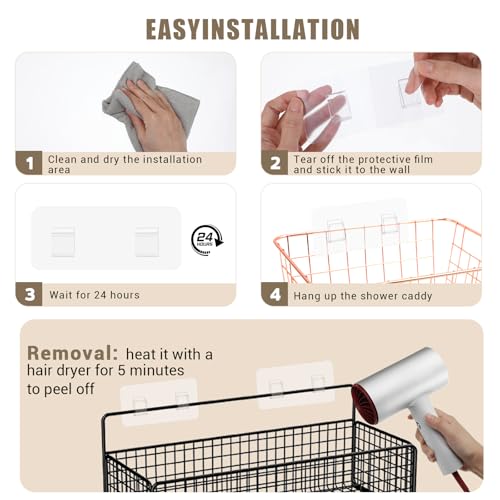 Nogeqi 10 Stück Transparent Klebehaken Badezimmer, Duschhalterung Badregal Ohne Bohren, Kleberegal Bad Regal Ohne Bohren Wasserdichte Regal Zum Kleben Für Küche Dusche (13,7 x 5,7 Cm)