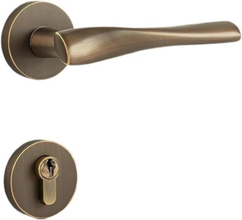 Brass Split Door Lock Brass Bedroom Wooden Door Lock Silent Indoor Door Lock Door Handle(Bronze)