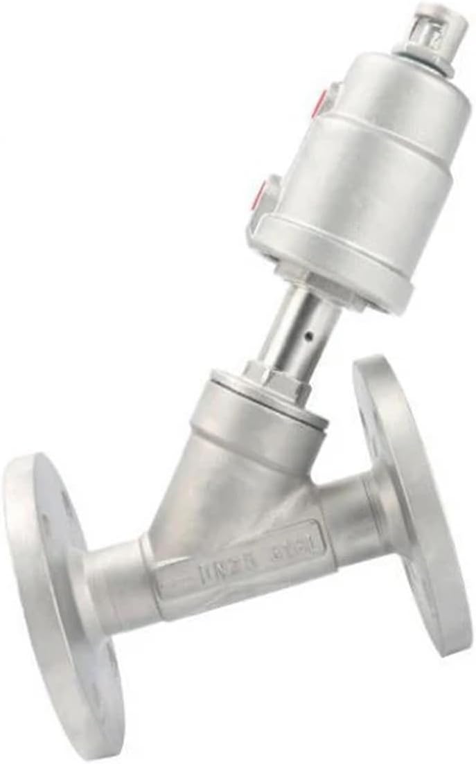 1" Flange Type Stainless Steel 304 Pneumatic Angle Seat Valve Normally Closed PTFE Sealing(SINGLE_STAINLESS STEEL)