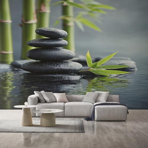 Générique Papier Peint Zen 310X250cm, Papier Peint Intissé Bambou Méditation Pierre Salon Chambre Panoramique Decoration, Fresque Murale Décoration Murale...
