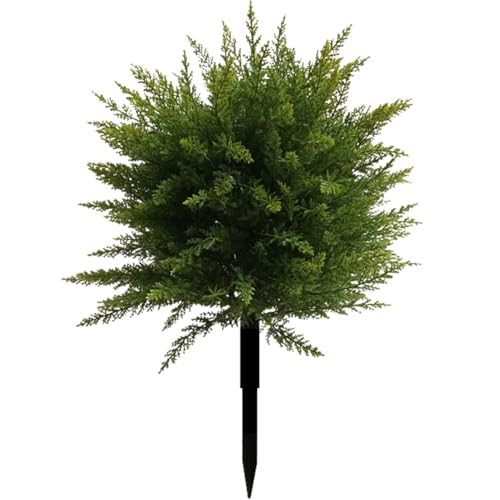 JOYWU Lot de 2 boules de cèdre artificielles résistantes aux UV - 60 cm - Avec piquet - Grande décoration extérieure pour porche, jardin, intérieur (1 pièce)