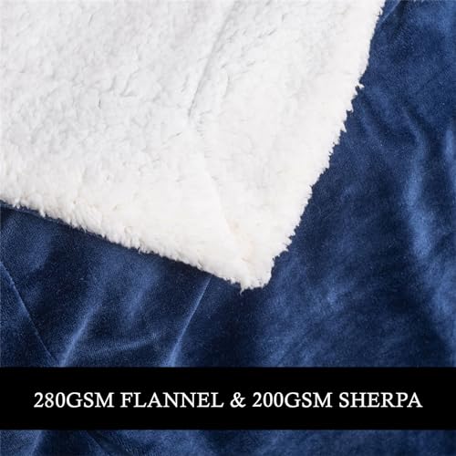 Couverture chaude pour l'hiver moelleuse et réversible bleu marine - 4
