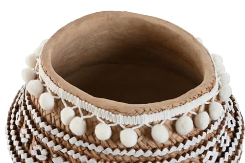 Jardinière en ciment marron à reliefs design moderne 25cm