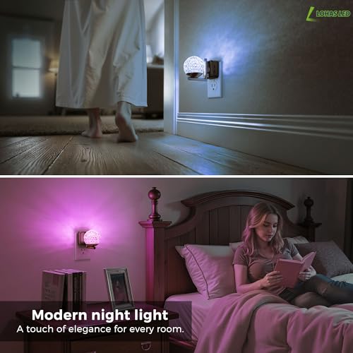 Image of L LOHAS LED Night Lights Plug Into Wall,Dusk to Dawn Sensor,10-Color RGB Dimmable Night Light, 180Rotating Plug in Night Light for Bathroom, Hallway, Bedroom, Stairway