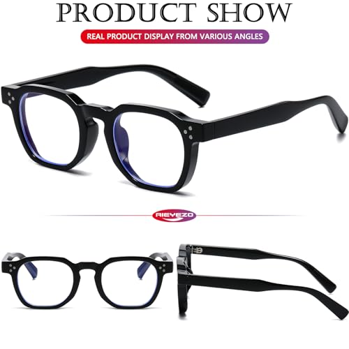Image of AIEYEZO Retro Blue Light Glasses for Men Women Square Thick Framed Eyeglasses Trendy Vintage Computer Glasses