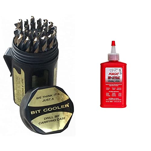 Image of Drill America - D/A29J-CO-PC 29 Piece M42 Cobalt Drill Bit Set in Round Case (1/16" - 1/2" X 64ths), D/ACO Series & Forney 20857 Tap Magic Industrial Pro Cutting Fluid, 4 oz