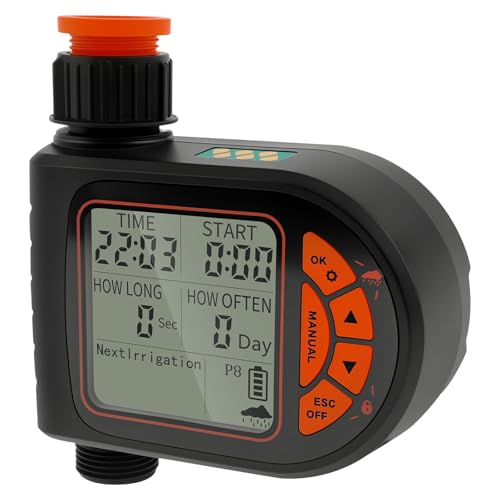 Sutowe Minuterie d'arrosage, Programmateur d'arrosage, Arrosage Automatique et Rapide, 8 Programmations, Ecran LCD, Fonction Arrosage Manuel, Mode Retard de Pluie, Safe-Stop