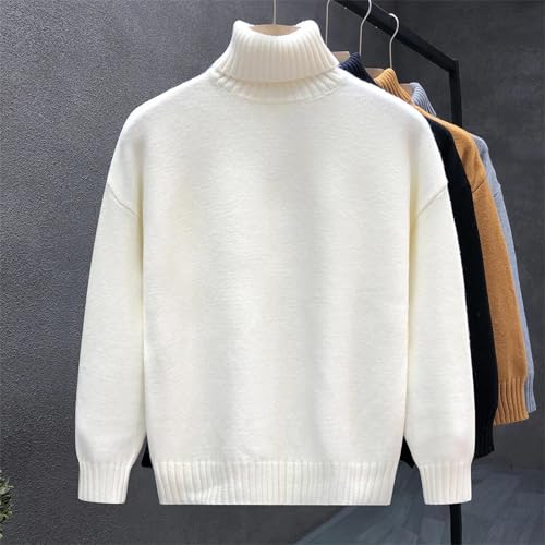 Men's Soft Sweater Winter Warm Turtleneck Pullover Solid Color Knit Casual Top2