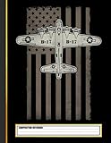 pilote ww2 1/6  B17 Bomber WW2 Plane Aircraft USA Flag Veteran Pilot Composition Notebook